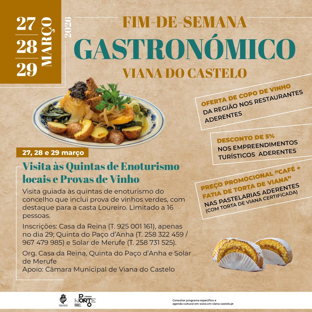Bacalhau à Viana e Torta de Viana no fim de semana gastronómico