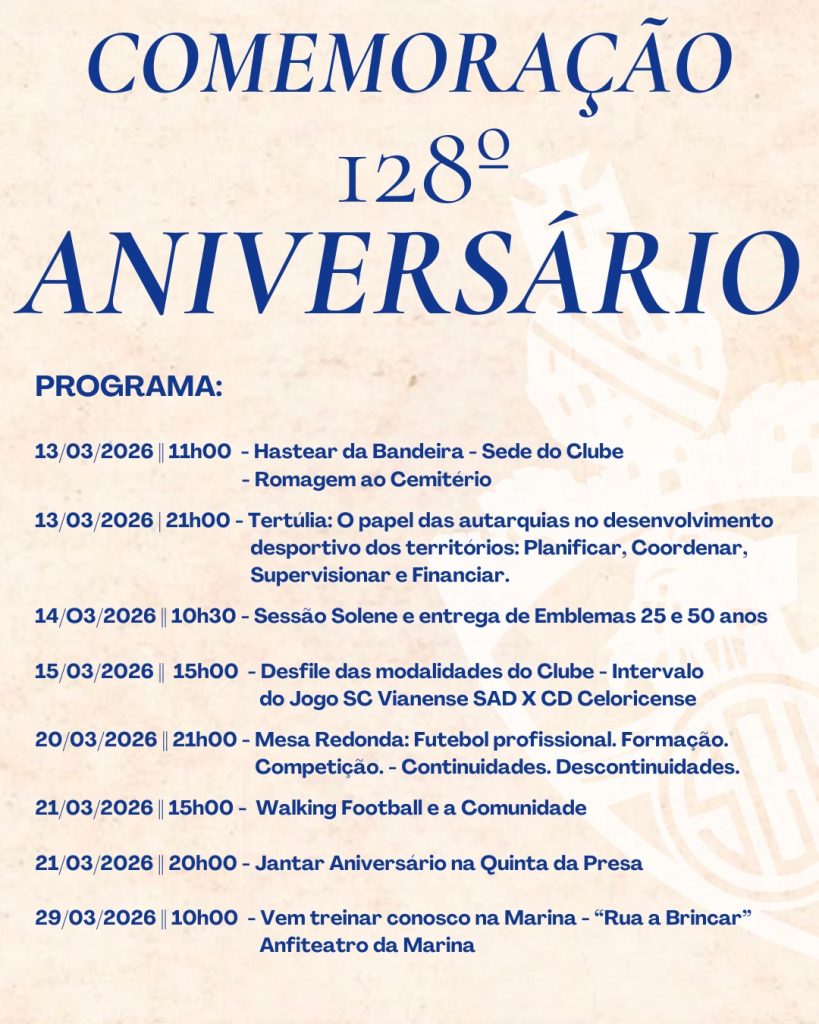 Vianense inicia comemorações do 128.º aniversário